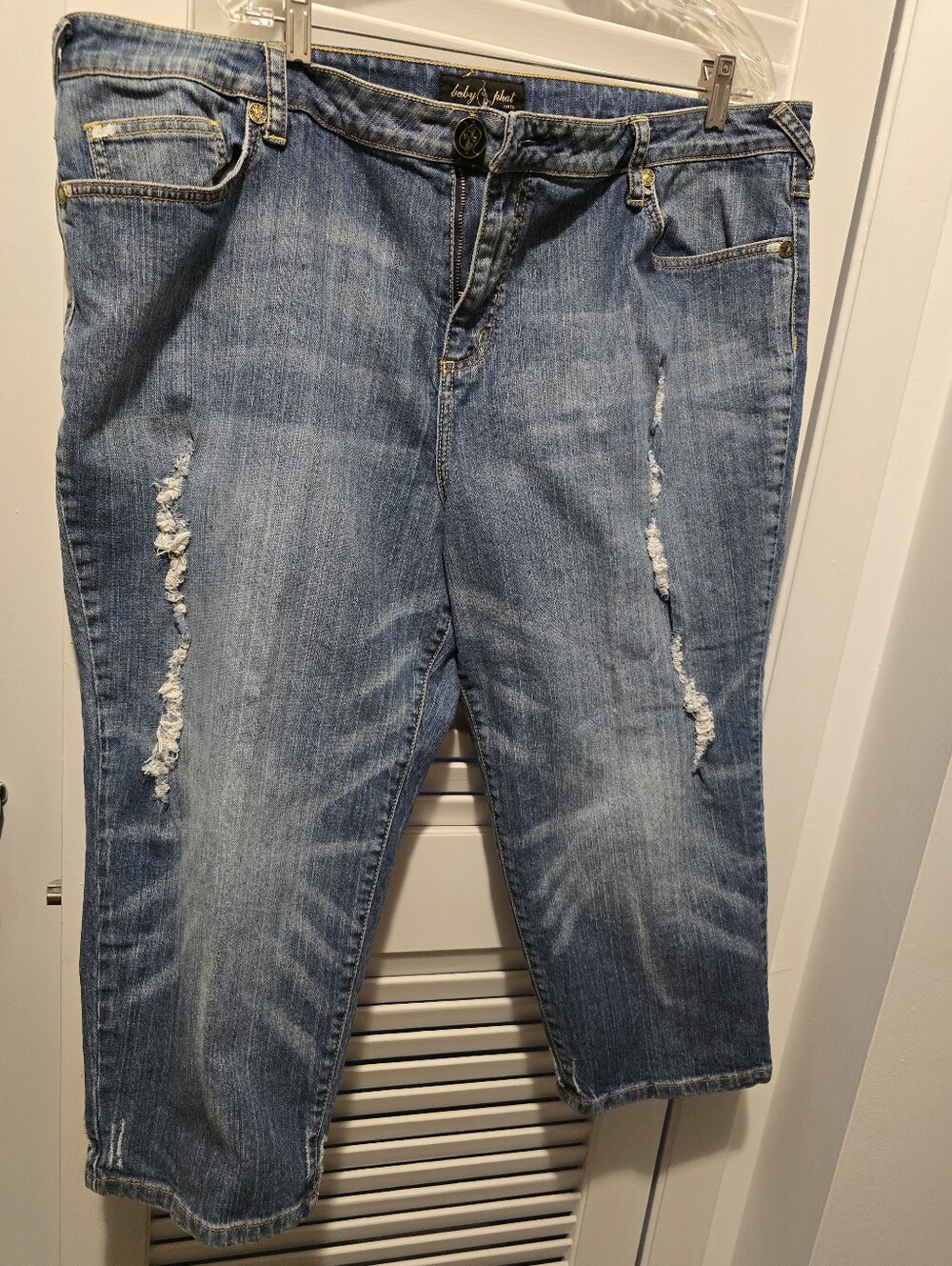 Vintage Baby Phat Jeans. Women's Size 24. Y2K Distressed, Cropped, Wide Leg.